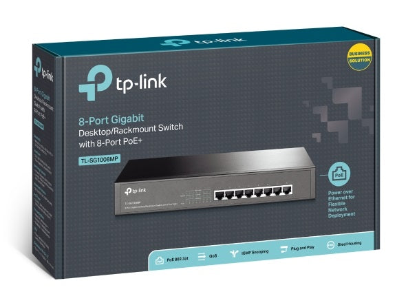 TP-Link TL-SG1008MP 8-Port Gigabit Desktop/Rackmount Switch with 8-Port PoE+ (Replacement model of TL-SG1008PE) TP-Link TL-SG1008MP 8-Port Gigabit Desktop/Rackmount Switch with 8-Port PoE+ (Replacement model of TL-SG1008PE)